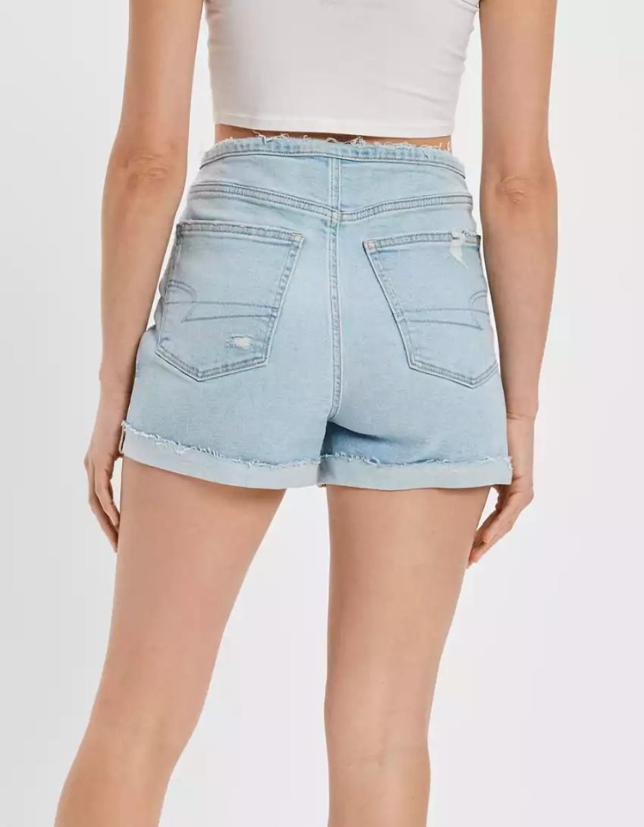 Shorts American Eagle AE Stretch Denim Mom Lavage Clair Femme | VCC-64152631